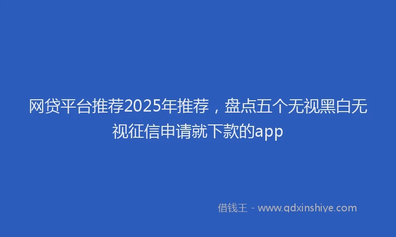 网贷平台推荐2025年推荐，盘点五个无视黑白无视征信申请就下款的app