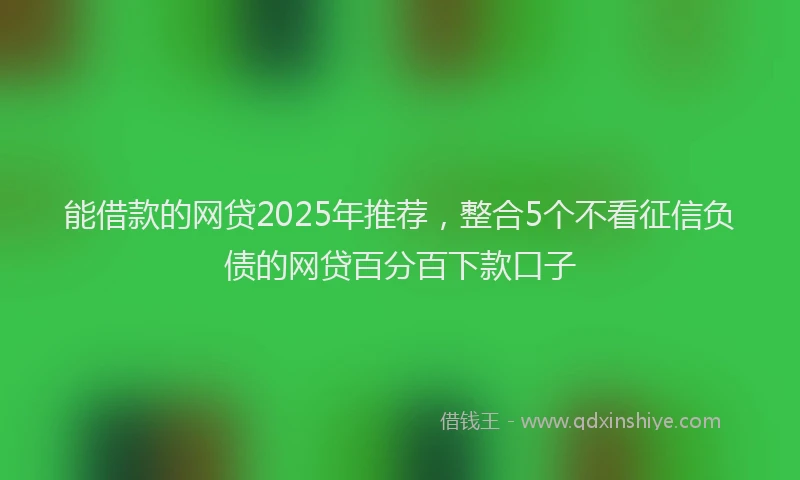 能借款的网贷2025年推荐，整合5个不看征信负债的网贷百分百下款口子