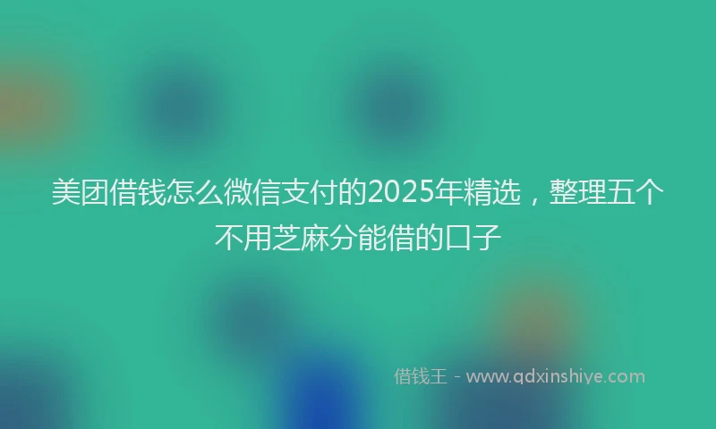 美团借钱怎么微信支付的2025年精选，整理五个不用芝麻分能借的口子