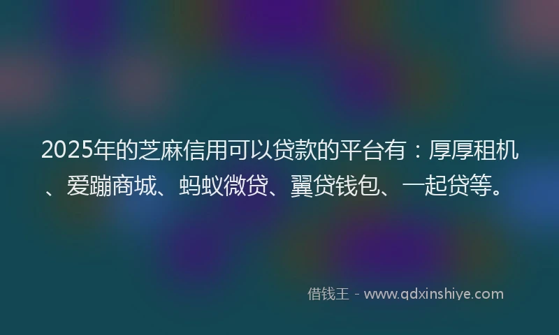2025年的芝麻信用可以贷款的平台有：厚厚租机、爱蹦商城、蚂蚁微贷、翼贷钱包、一起贷等。