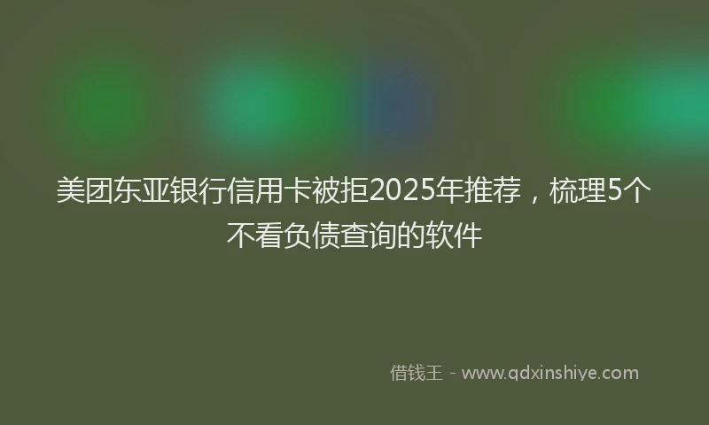 美团东亚银行信用卡被拒2025年推荐，梳理5个不看负债查询的软件