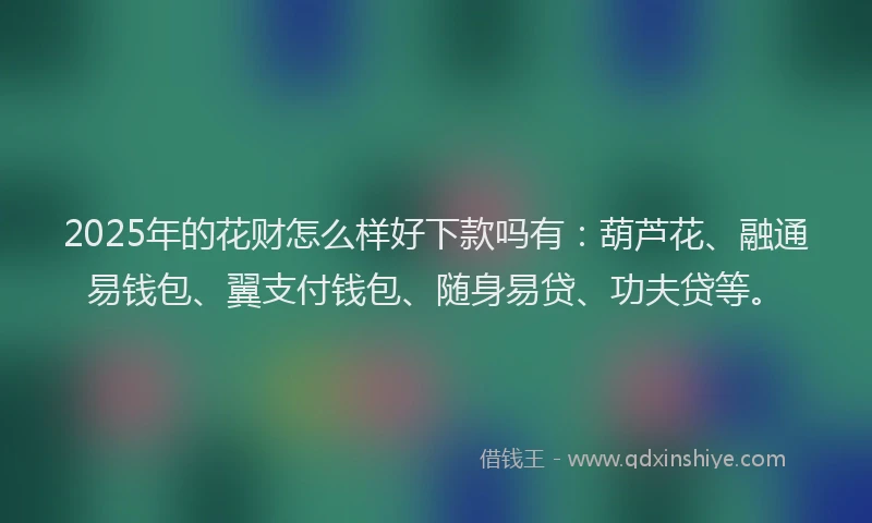 2025年的花财怎么样好下款吗有：葫芦花、融通易钱包、翼支付钱包、随身易贷、功夫贷等。