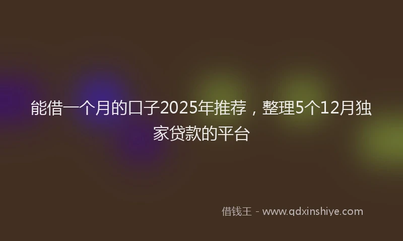 能借一个月的口子2025年推荐，整理5个12月独家贷款的平台