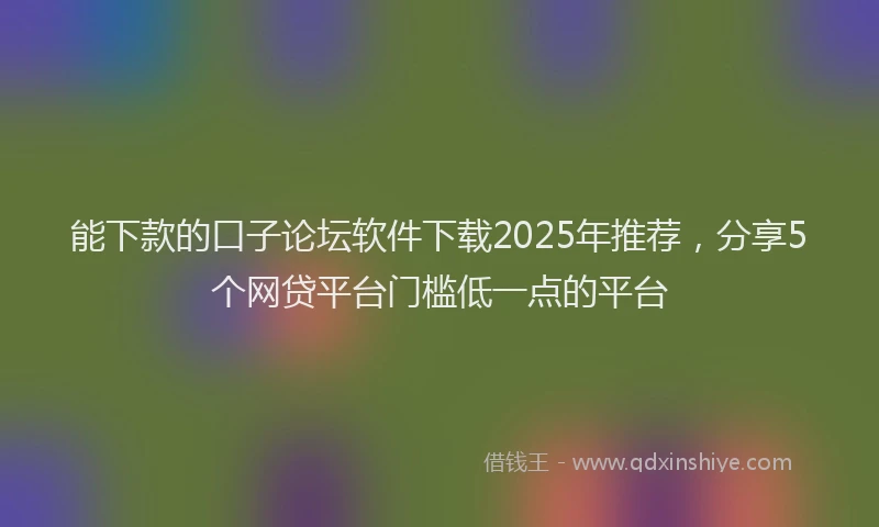 能下款的口子论坛软件下载2025年推荐，分享5个网贷平台门槛低一点的平台