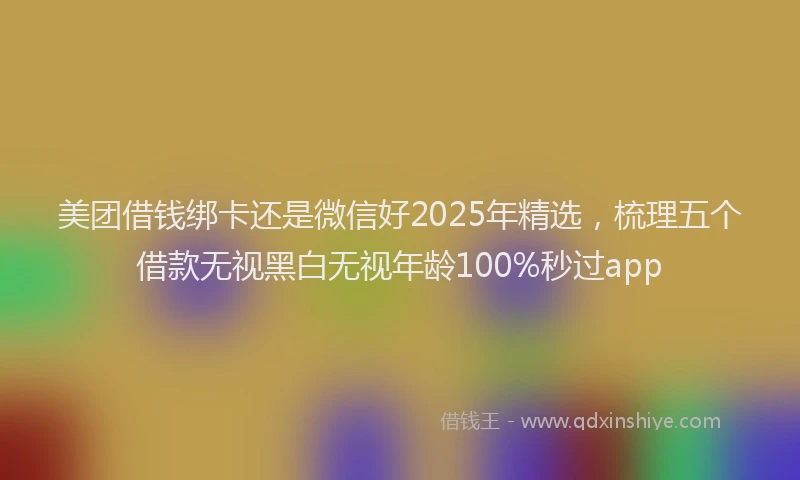 美团借钱绑卡还是微信好2025年精选，梳理五个借款无视黑白无视年龄100%秒过app