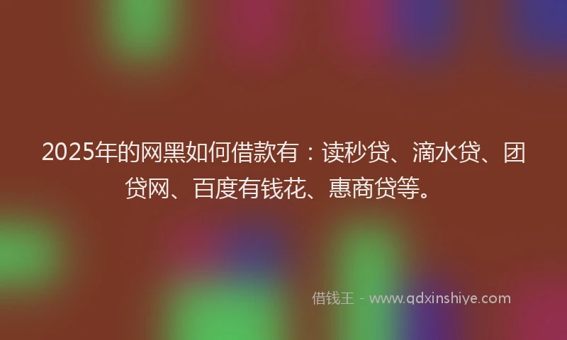 2025年的网黑如何借款有：读秒贷、滴水贷、团贷网、百度有钱花、惠商贷等。