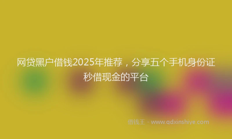 网贷黑户借钱2025年推荐，分享五个手机身份证秒借现金的平台