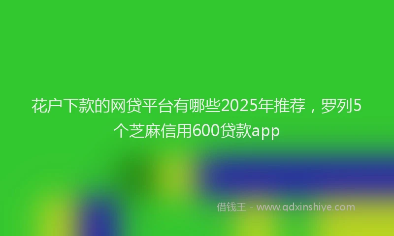 花户下款的网贷平台有哪些2025年推荐，罗列5个芝麻信用600贷款app