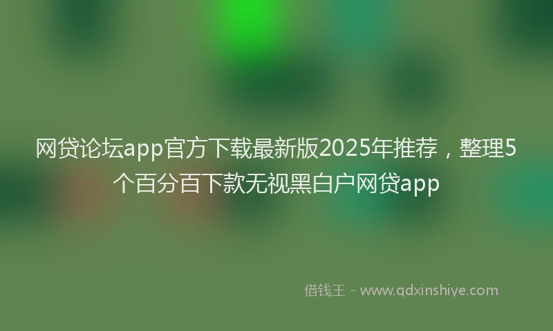 网贷论坛app官方下载最新版2025年推荐，整理5个百分百下款无视黑白户网贷app