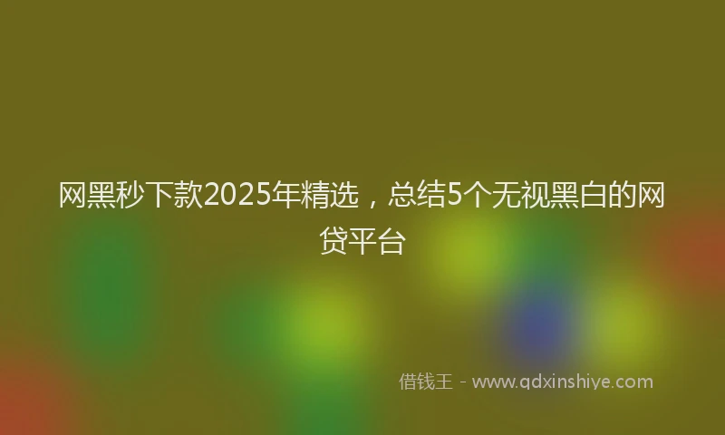 网黑秒下款2025年精选，总结5个无视黑白的网贷平台