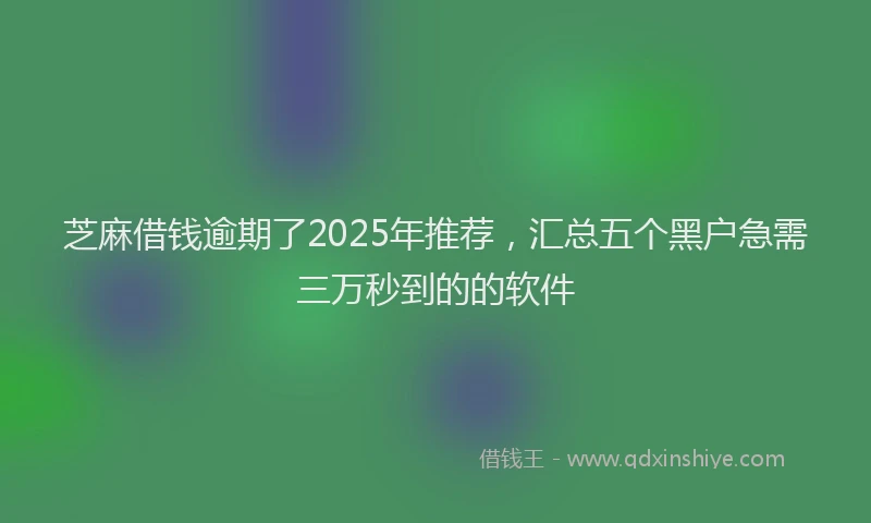 芝麻借钱逾期了2025年推荐，汇总五个黑户急需三万秒到的的软件