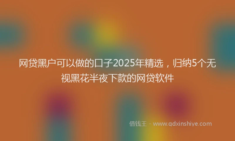 网贷黑户可以做的口子2025年精选，归纳5个无视黑花半夜下款的网贷软件