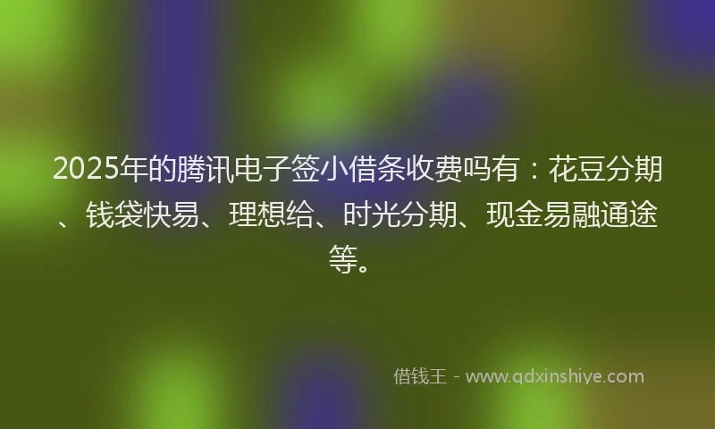 2025年的腾讯电子签小借条收费吗有：花豆分期、钱袋快易、理想给、时光分期、现金易融通途等。