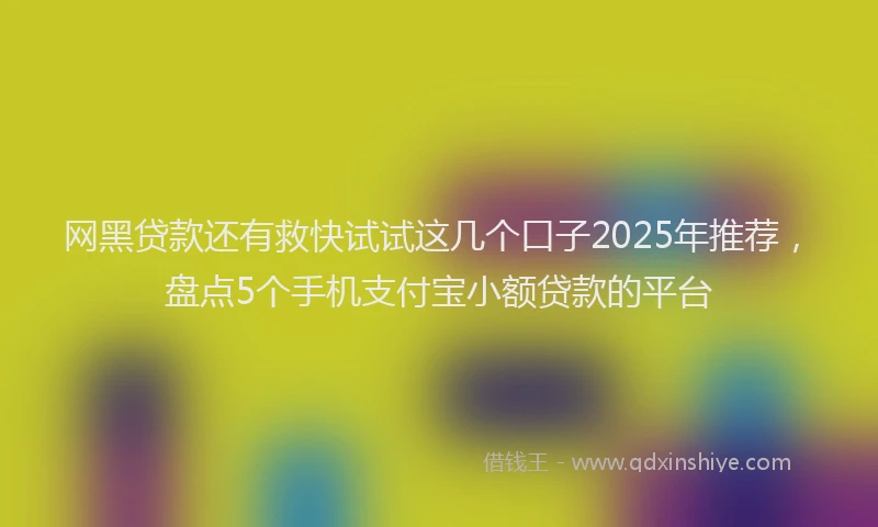 网黑贷款还有救快试试这几个口子2025年推荐，盘点5个手机支付宝小额贷款的平台
