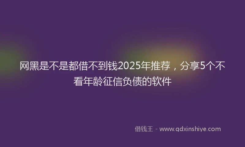 网黑是不是都借不到钱2025年推荐，分享5个不看年龄征信负债的软件