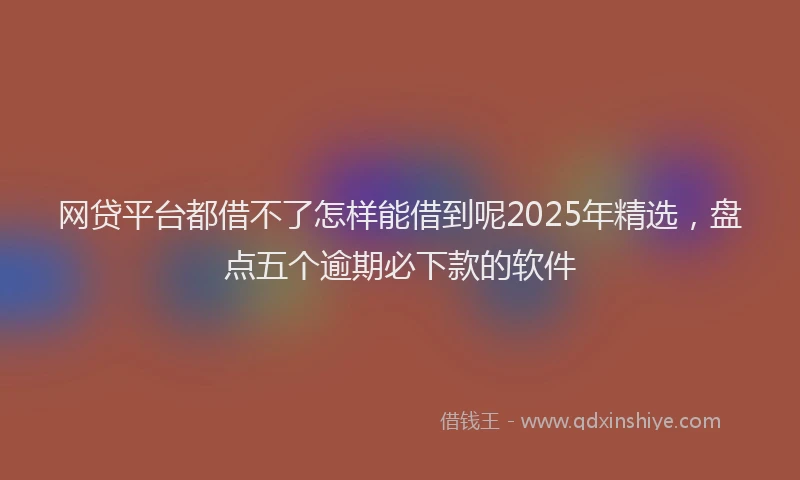 网贷平台都借不了怎样能借到呢2025年精选，盘点五个逾期必下款的软件