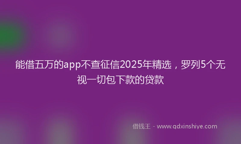 能借五万的app不查征信2025年精选，罗列5个无视一切包下款的贷款