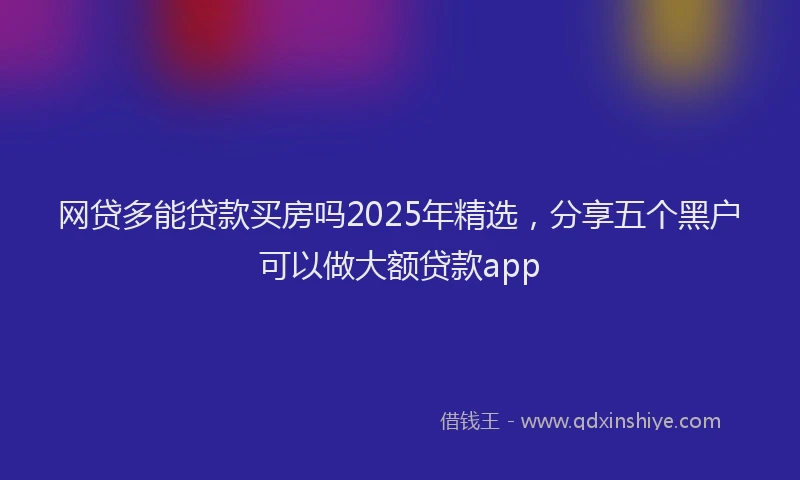 网贷多能贷款买房吗2025年精选，分享五个黑户可以做大额贷款app