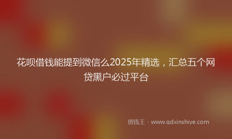 花呗借钱能提到微信么2025年精选，汇总五个网贷黑户必过平台