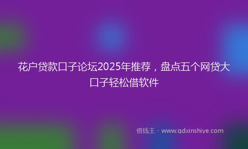 花户贷款口子论坛2025年推荐，盘点五个网贷大口子轻松借软件