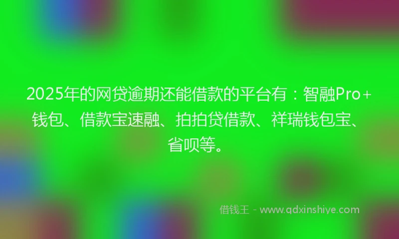 2025年的网贷逾期还能借款的平台有：智融Pro+钱包、借款宝速融、拍拍贷借款、祥瑞钱包宝、省呗等。