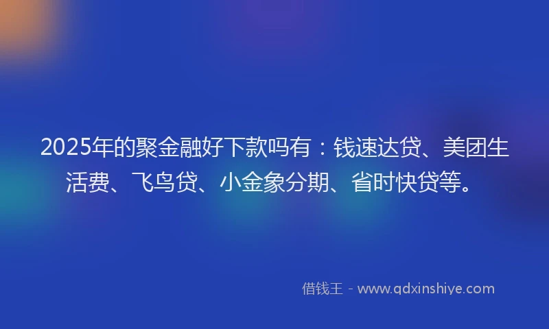 2025年的聚金融好下款吗有：钱速达贷、美团生活费、飞鸟贷、小金象分期、省时快贷等。