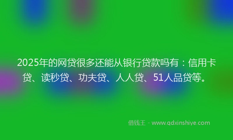 2025年的网贷很多还能从银行贷款吗有：信用卡贷、读秒贷、功夫贷、人人贷、51人品贷等。