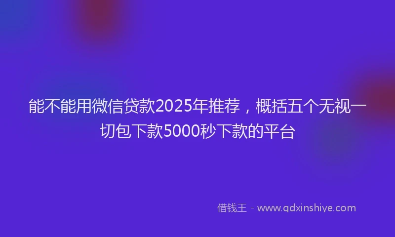 能不能用微信贷款2025年推荐，概括五个无视一切包下款5000秒下款的平台