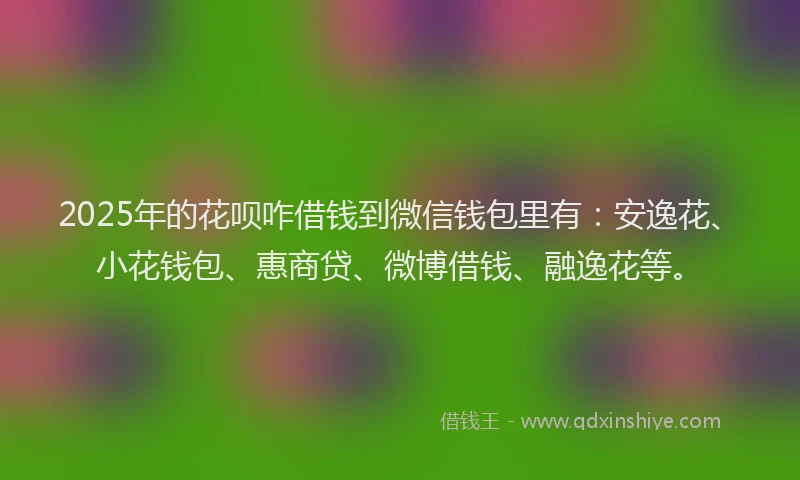 2025年的花呗咋借钱到微信钱包里有：安逸花、小花钱包、惠商贷、微博借钱、融逸花等。