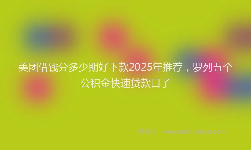 美团借钱分多少期好下款2025年推荐，罗列五个公积金快速贷款口子