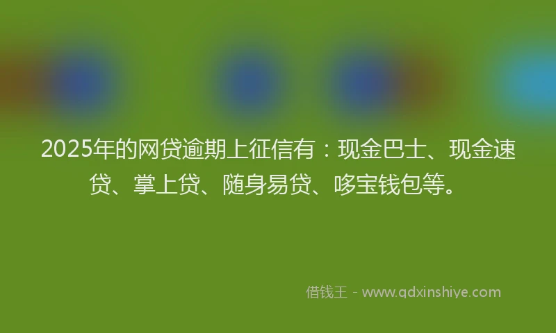 2025年的网贷逾期上征信有：现金巴士、现金速贷、掌上贷、随身易贷、哆宝钱包等。