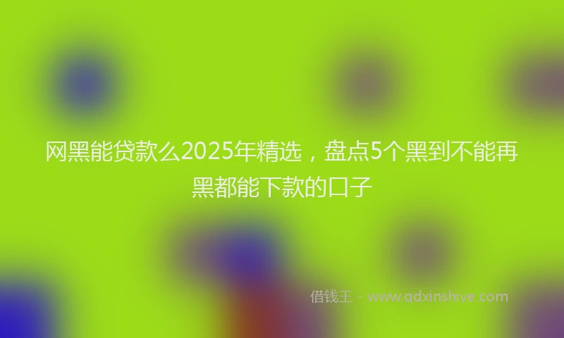 网黑能贷款么2025年精选，盘点5个黑到不能再黑都能下款的口子