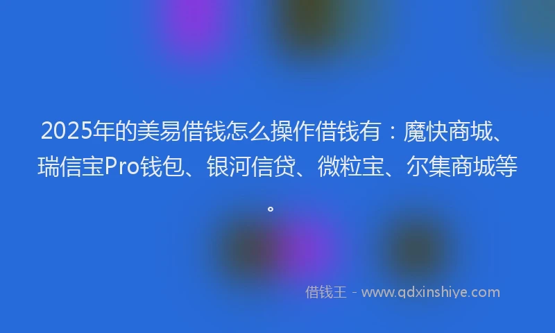 2025年的美易借钱怎么操作借钱有：魔快商城、瑞信宝Pro钱包、银河信贷、微粒宝、尔集商城等。