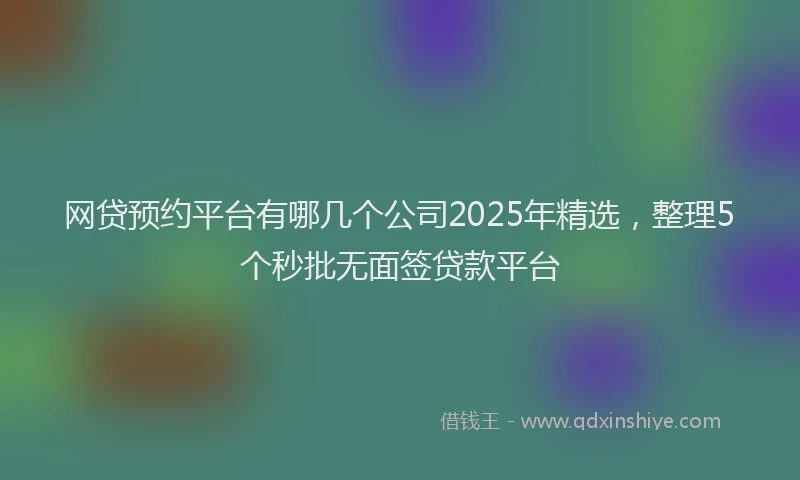 网贷预约平台有哪几个公司2025年精选，整理5个秒批无面签贷款平台