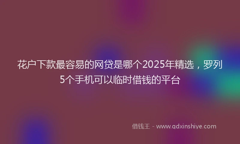 花户下款最容易的网贷是哪个2025年精选，罗列5个手机可以临时借钱的平台