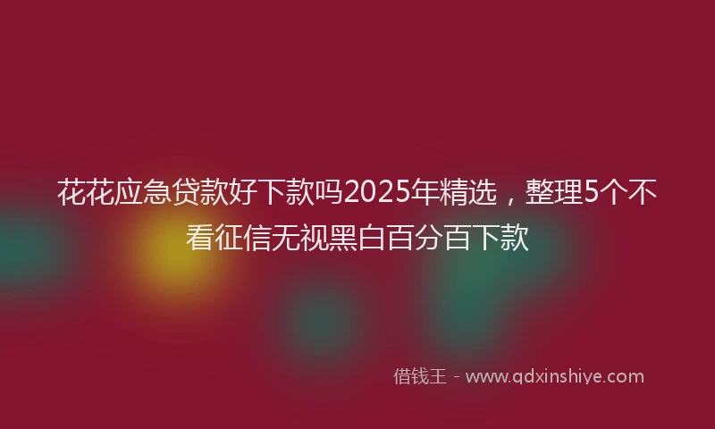 花花应急贷款好下款吗2025年精选，整理5个不看征信无视黑白百分百下款