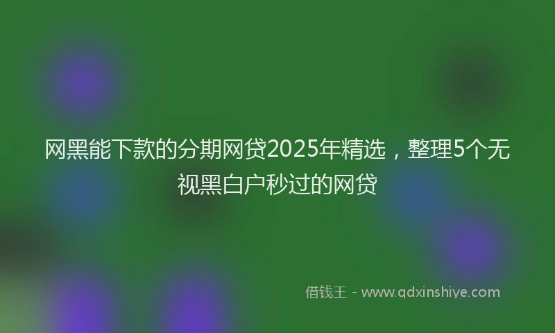 网黑能下款的分期网贷2025年精选，整理5个无视黑白户秒过的网贷