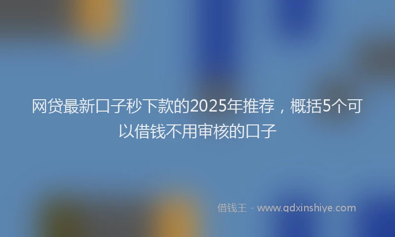 网贷最新口子秒下款的2025年推荐，概括5个可以借钱不用审核的口子