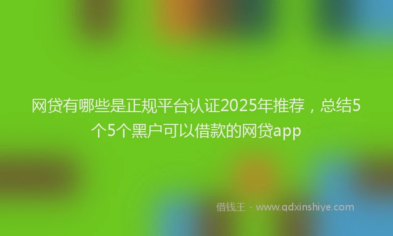 网贷有哪些是正规平台认证2025年推荐，总结5个5个黑户可以借款的网贷app