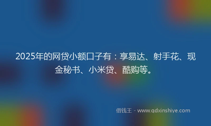 2025年的网贷小额口子有：享易达、射手花、现金秘书、小米贷、酷购等。