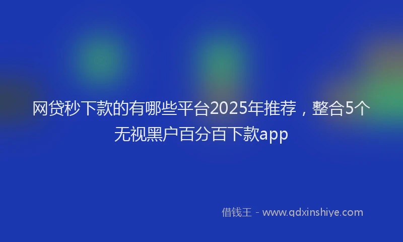 网贷秒下款的有哪些平台2025年推荐，整合5个无视黑户百分百下款app