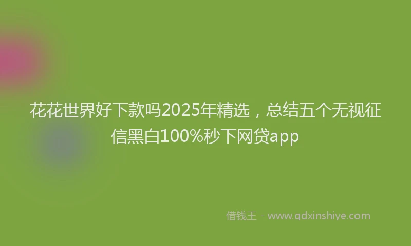 花花世界好下款吗2025年精选，总结五个无视征信黑白100%秒下网贷app