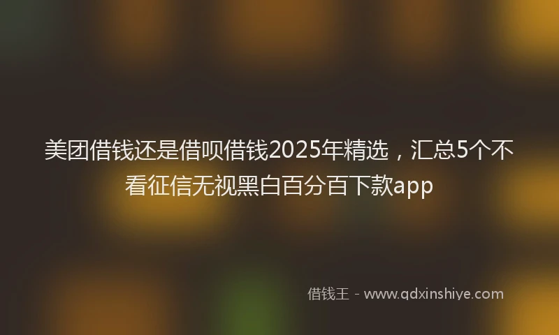 美团借钱还是借呗借钱2025年精选，汇总5个不看征信无视黑白百分百下款app