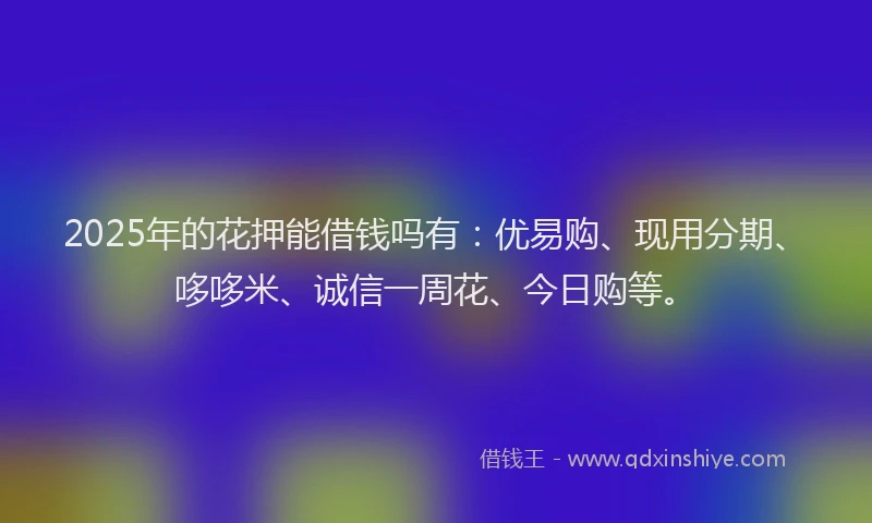 2025年的花押能借钱吗有：优易购、现用分期、哆哆米、诚信一周花、今日购等。