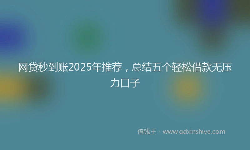 网贷秒到账2025年推荐，总结五个轻松借款无压力口子