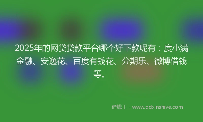 2025年的网贷贷款平台哪个好下款呢有：度小满金融、安逸花、百度有钱花、分期乐、微博借钱等。