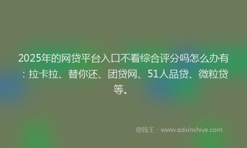2025年的网贷平台入口不看综合评分吗怎么办有：拉卡拉、替你还、团贷网、51人品贷、微粒贷等。
