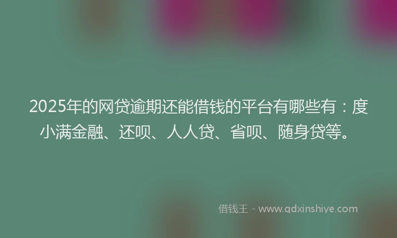 2025年的网贷逾期还能借钱的平台有哪些有：度小满金融、还呗、人人贷、省呗、随身贷等。