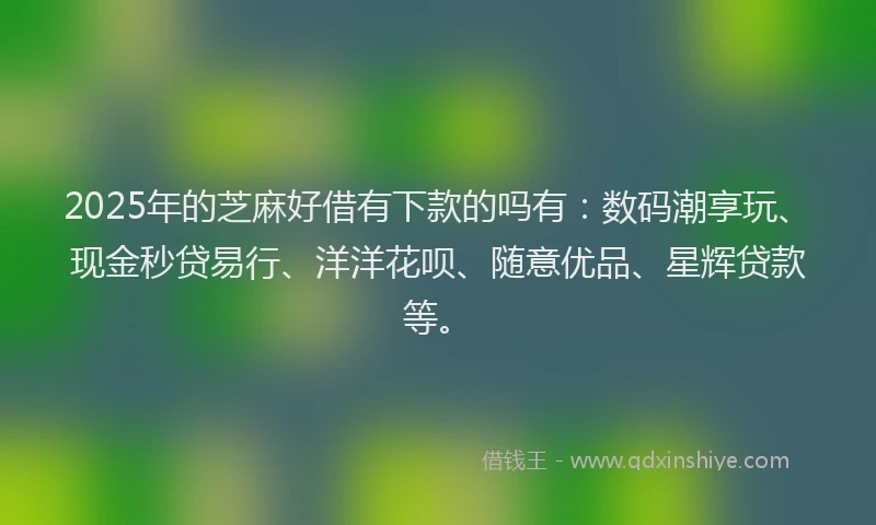 2025年的芝麻好借有下款的吗有：数码潮享玩、现金秒贷易行、洋洋花呗、随意优品、星辉贷款等。