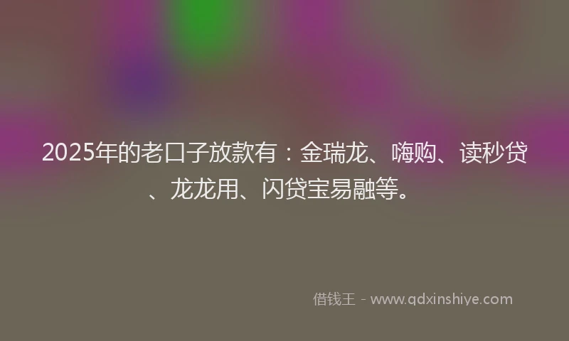 2025年的老口子放款有：金瑞龙、嗨购、读秒贷、龙龙用、闪贷宝易融等。